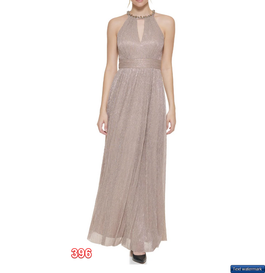 ELIZA J Sleeveless Beaded Halter Neck Dress Bronze SIZE 6 Eliza J women's Dress