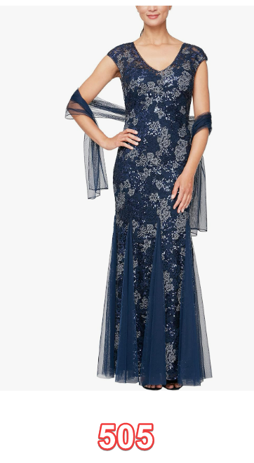 Alex Evenings Women's Long Fit and Flare Dress Godet Detail New Navy 14