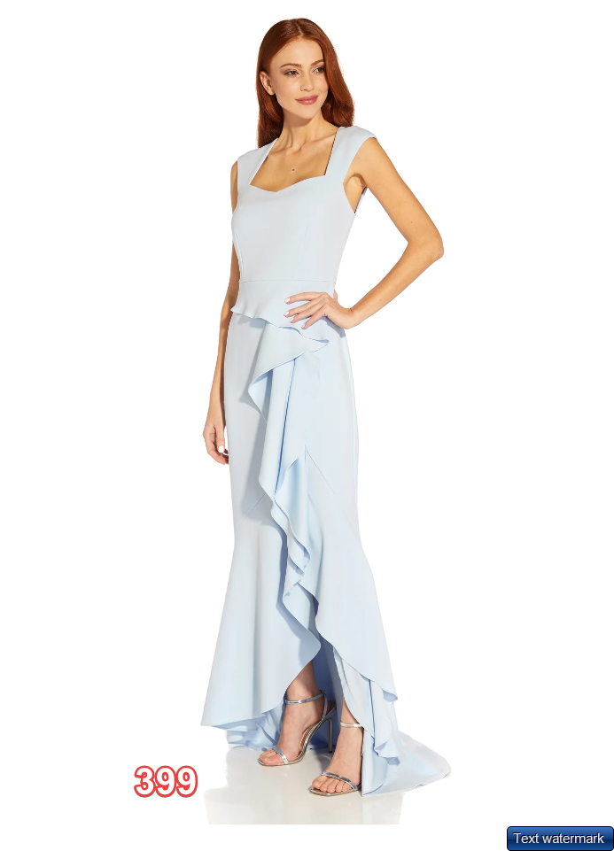 ADRIANNA PAPELL Sweetheart Crepe Cascade Gown women dress Opal 16 Designer Dress
