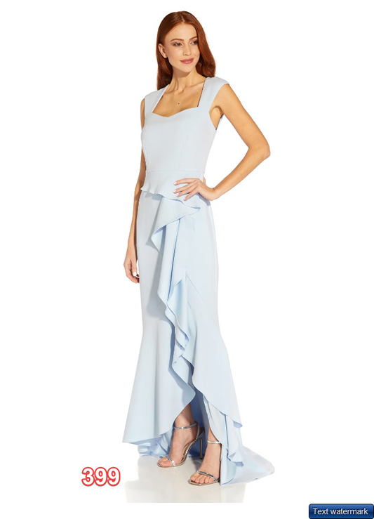 ADRIANNA PAPELL Sweetheart Crepe Cascade Gown women dress Opal 16 Designer Dress