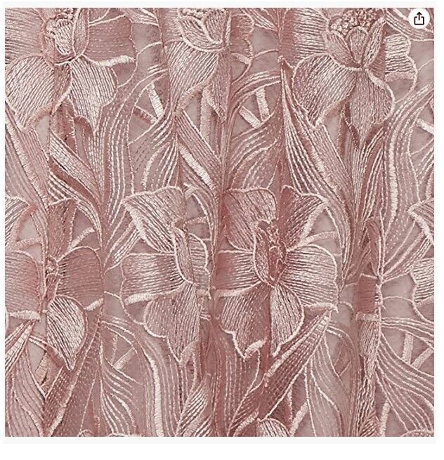 Alex Evenings Women's Tea Length Embroidered Dress Illusion Sleeves Rose 12P
