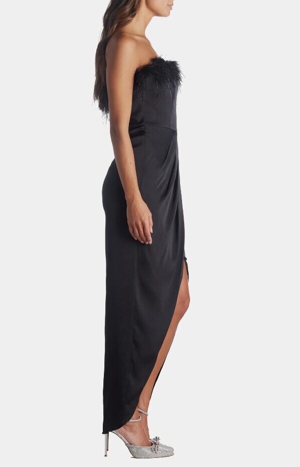 AIDAN BY AIDAN MATTOX Strapless Gown in Feathers Women Dress Black Sz0