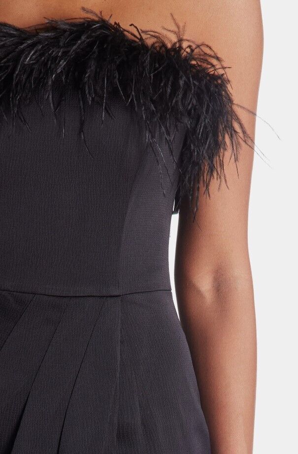 AIDAN BY AIDAN MATTOX Strapless Gown in Feathers Women Dress Black Sz0