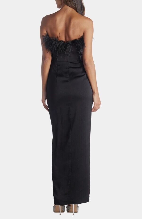 AIDAN BY AIDAN MATTOX Strapless Gown in Feathers Women Dress Black Sz0