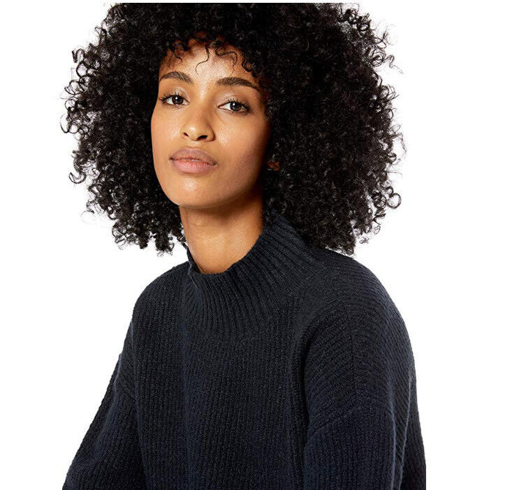 Brand - Goodthreads Women's Boucle Shaker Stitch Balloon-Sleeve Sweater, Black