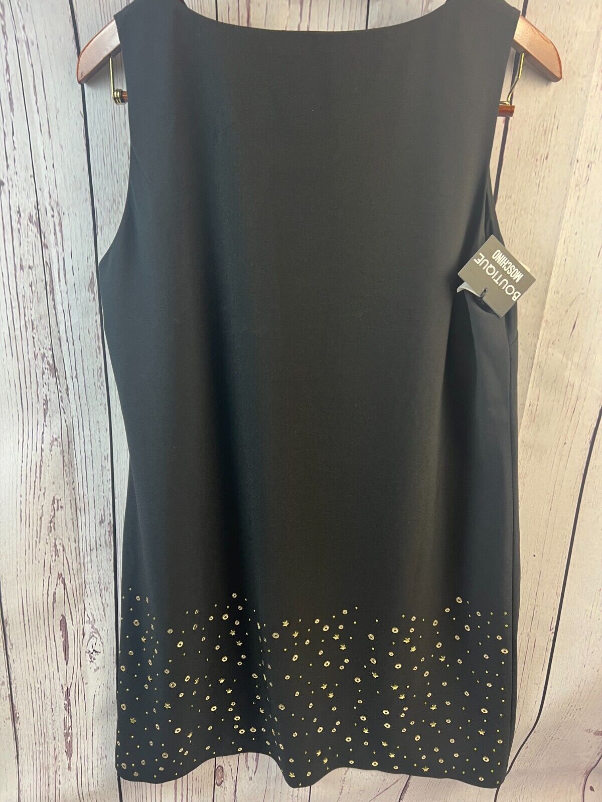 Boutique Moschino Dress 14 Silk Black Golden Star Moschino Designer Women Dress