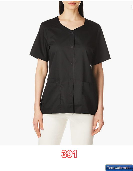 WonderWink Women's Wonderwork Short Sleeve Snap Jacket Black 2XL