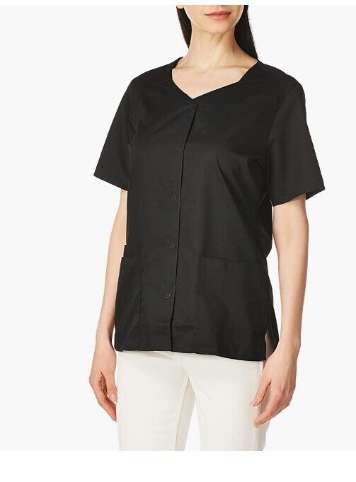 WonderWink Women's Wonderwork Short Sleeve Snap Jacket Black 2XL