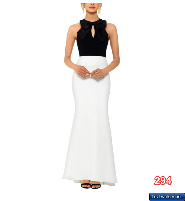 Xscape Womens Satin Bow Top Evening Dress Black/White Size 14P $259 Xscape Dress