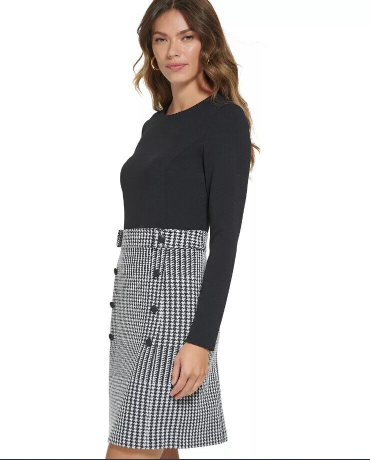 DKNY Scuba Crepe Sheath Dress Black/Ivory Size 14 msrp $134 DKNY Women's Dress