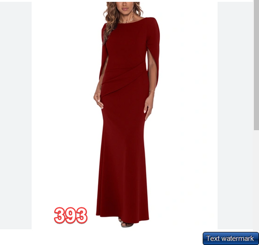 Betsy Adam Cape-Sleeve Gathered-Waist Dress Bordeaux 14 Betsy Adam Long Dress