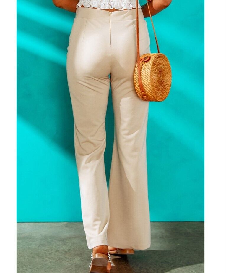 Zesica Women  Khaki High-Waist Flare Pants Medium