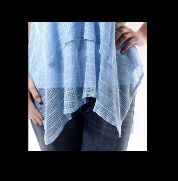 Calvin Klein New M Women's Glacier Blue Layered Tank Handkerchief Hem Blouse NWT