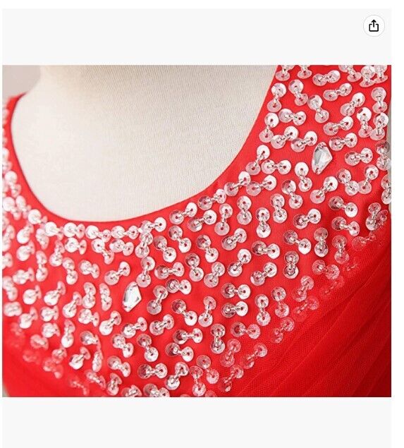 Castle Fairy Girls First Communion Organza Sequin Pearls Flower Girl Dress Train