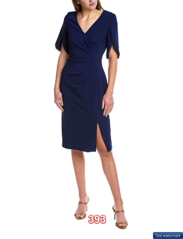 ADRIANNA PAPELL TULIP SLEEVE SHEATH DRESS Blue Size 10