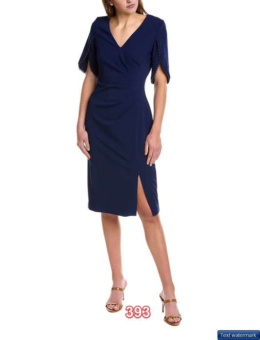 ADRIANNA PAPELL TULIP SLEEVE SHEATH DRESS Blue Size 10
