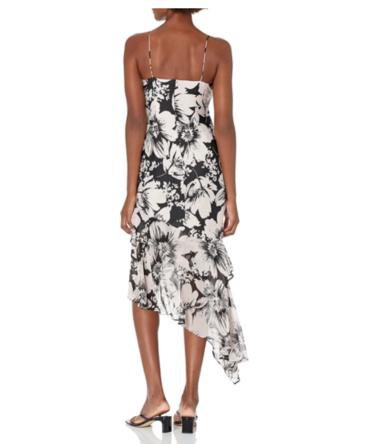 Adrianna Papell Women's Bias Cut Floral Printed Dress Blush/back Size 12