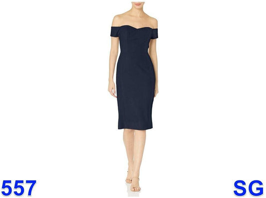 DRESS THE POPULATION women's Bailey, Off the Shoulder Bodycon, Midnight Blue, M