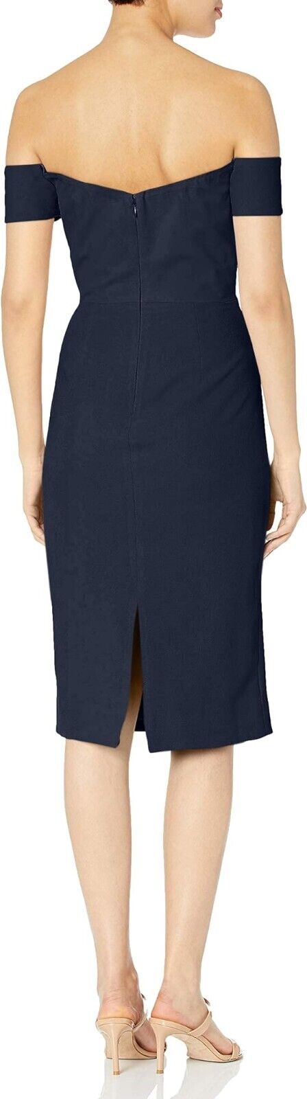 DRESS THE POPULATION women's Bailey, Off the Shoulder Bodycon, Midnight Blue, M