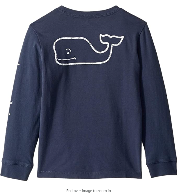 vineyard vines Kids' Vintage Long Sleeve Whale Tee Blue Blazer XL(18)