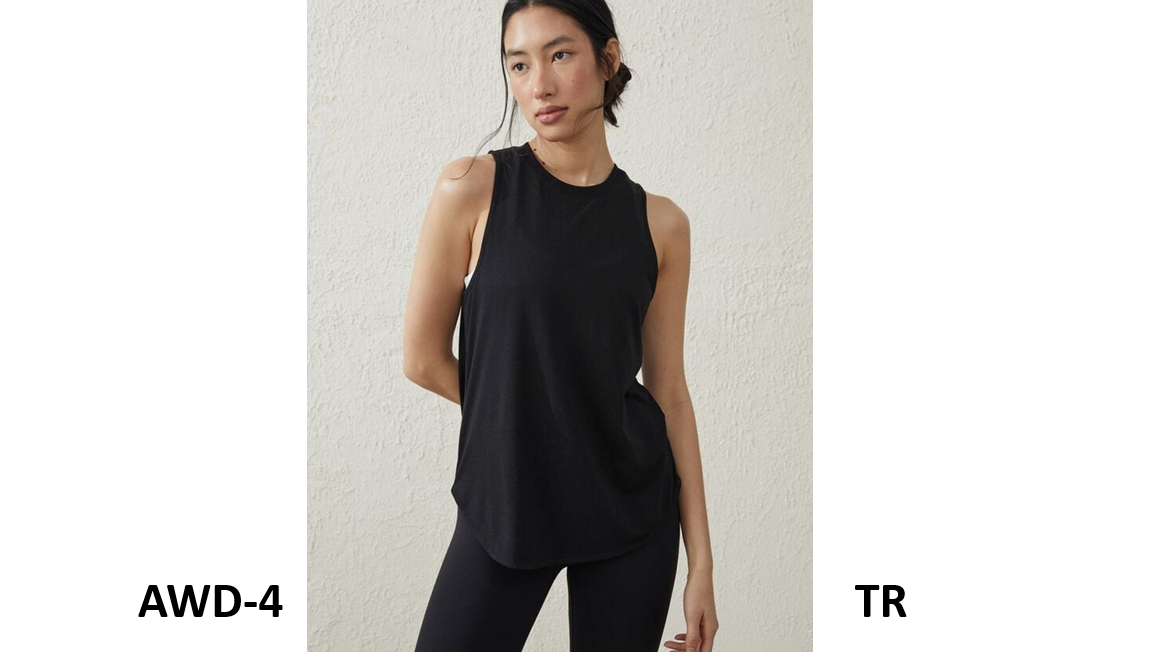 Cotton On Body Active Curve Hem Tank for Women, Comfort-Breatheable,Black, Small