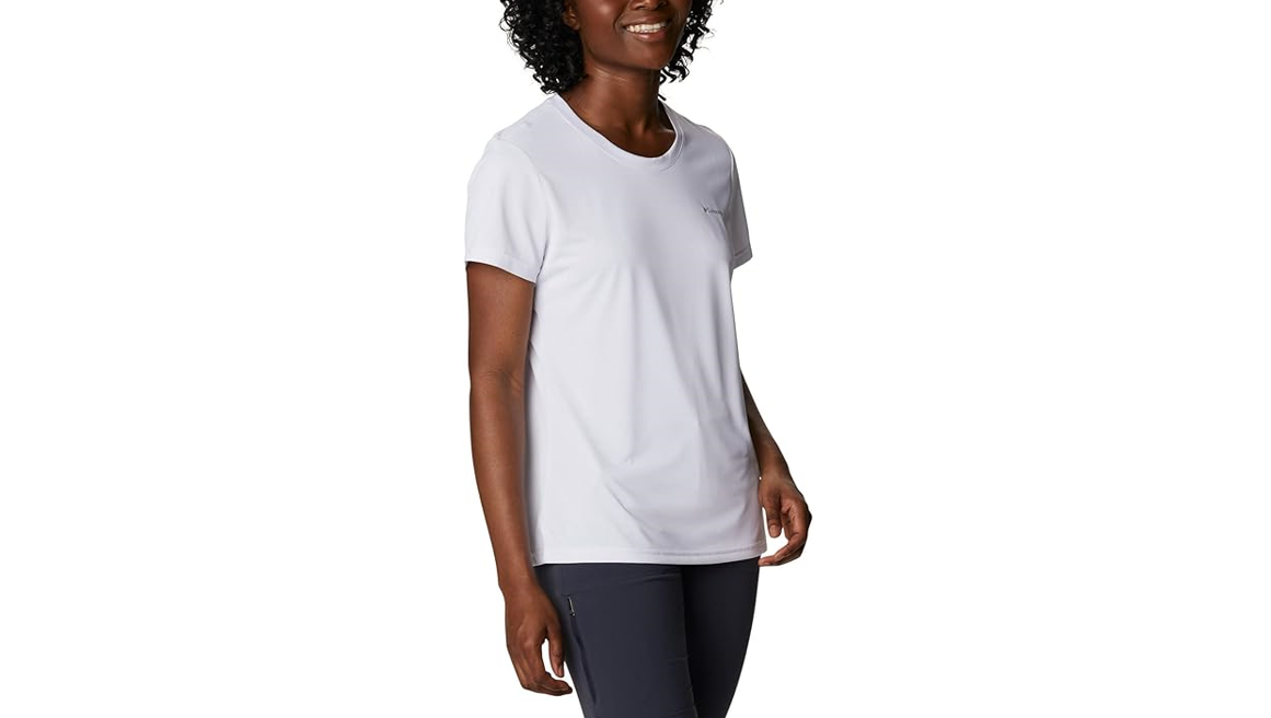 Columbia Women's Hike Short Sleeve Crew T-Shirt Top, White, Size Medium