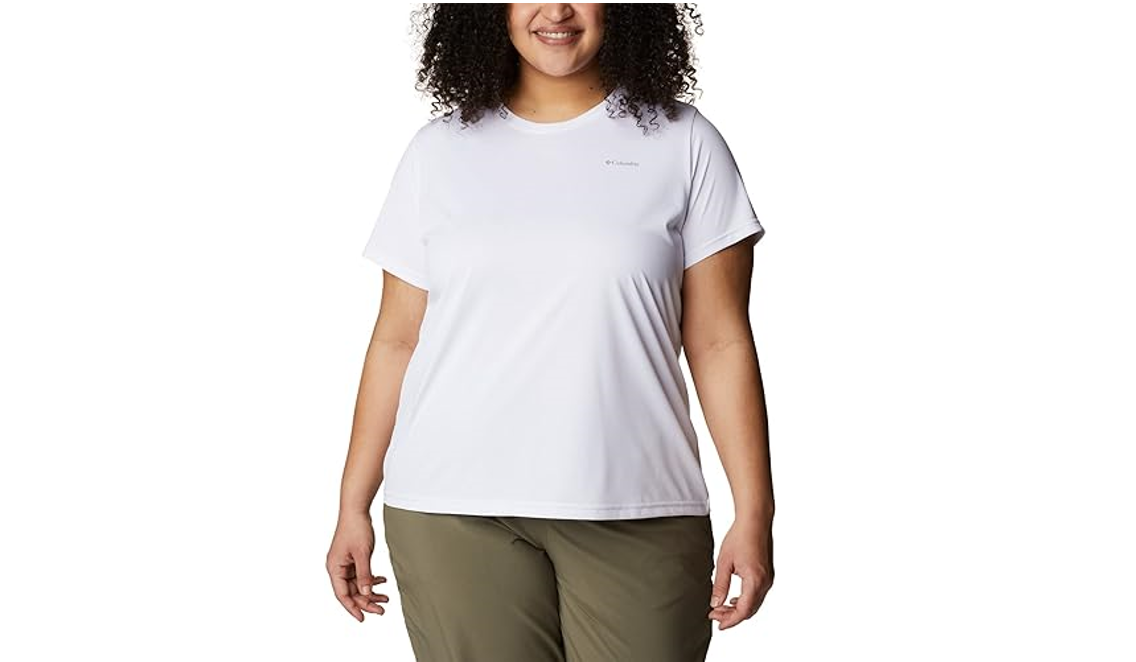 Columbia Women's Hike Short Sleeve Crew T-Shirt Top, White, Size Medium
