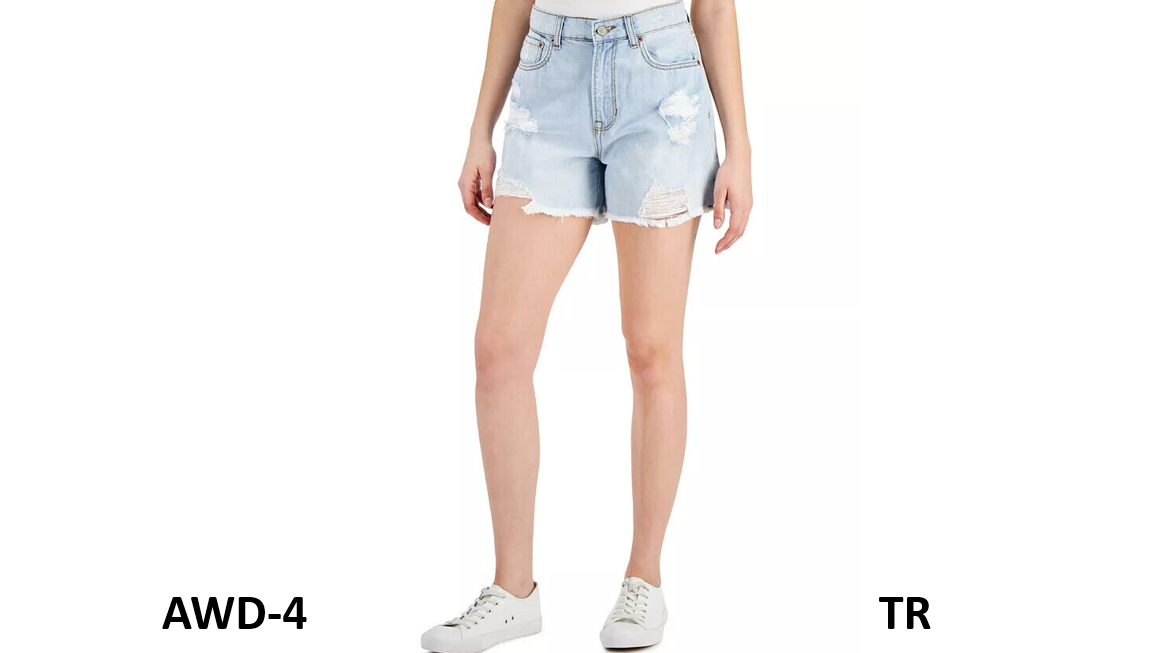 Vanila Star Women Juniors' Size 5 Elon Ripped Denim Boyfriend Shorts, Blue, 5/27