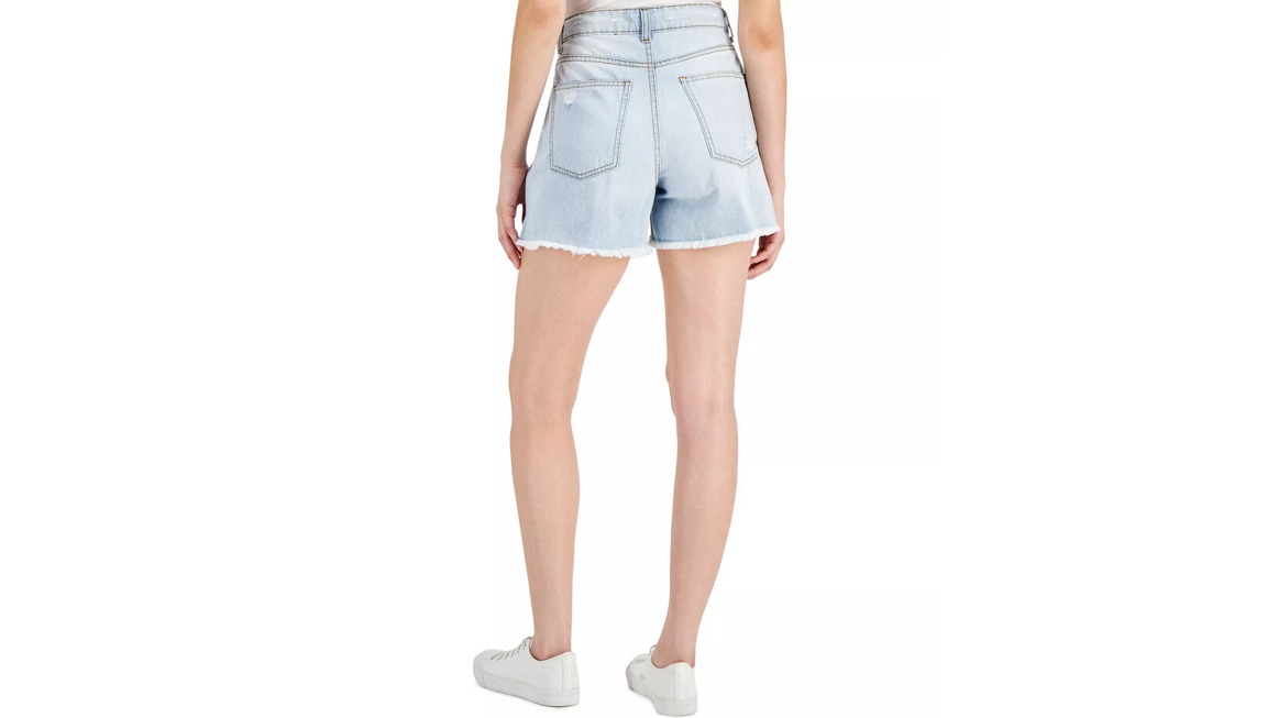 Vanila Star Women Juniors' Size 5 Elon Ripped Denim Boyfriend Shorts, Blue, 5/27