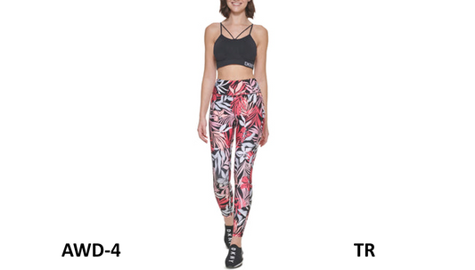 DKNY Women's Printed High Waist 7/8 Leggings Pant, Pink Multi, Size Small