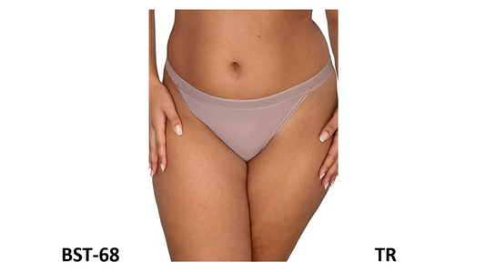 Curvy Couture Women's Sheer Mesh High Cut Brief, Bark G String, Medium