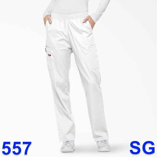 Dickies Women's Signature , Elastic Waist , Scrubs Pant , White , Large