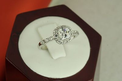 1.7 CT STERLING SILVER PRINCESS CZ ANNIVERSARY ENGAGEMENT WEDDING PAVE HALO RING