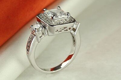 3.76 CT STERLING SILVER PRINCESS CUT CZ ENGAGEMENT WEDDING RING SZ 5-9 ~ SR5~