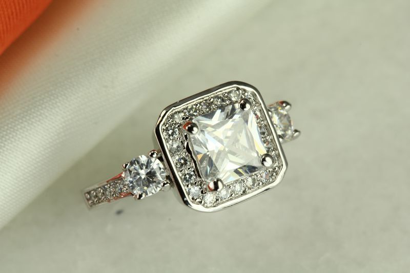 3.76 CT STERLING SILVER PRINCESS CUT CZ ENGAGEMENT WEDDING RING SZ 5-9 ~ SR5~