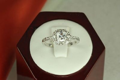 1.7 CT STERLING SILVER PRINCESS CZ ANNIVERSARY ENGAGEMENT WEDDING PAVE HALO RING
