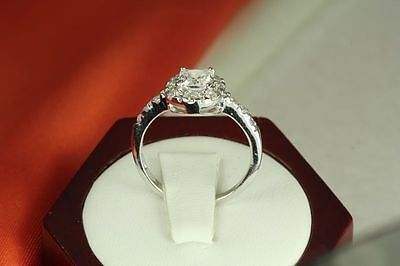 1.7 CT STERLING SILVER PRINCESS CZ ANNIVERSARY ENGAGEMENT WEDDING PAVE HALO RING