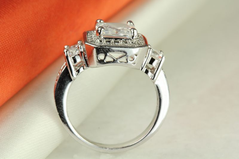 3.76 CT STERLING SILVER PRINCESS CUT CZ ENGAGEMENT WEDDING RING SZ 5-9 ~ SR5~