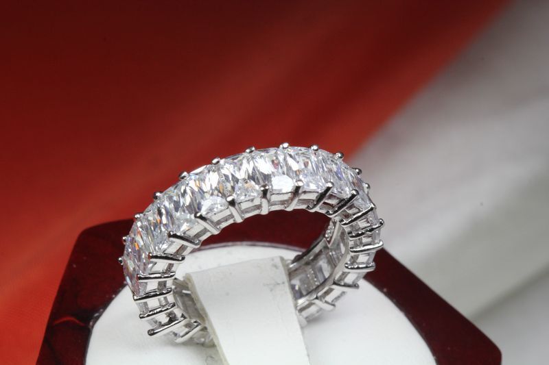 6.67 CTW CZ BAGUETTE CUT ETERNITY ENGAGEMENT RING WEDDING RING~23STNS~ET12-MXW