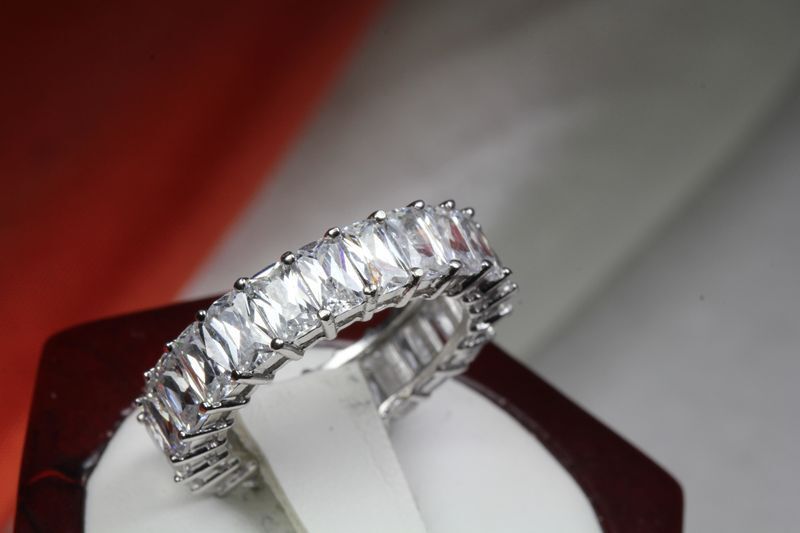 6.67 CTW CZ BAGUETTE CUT ETERNITY ENGAGEMENT RING WEDDING RING~23STNS~ET12-MXW