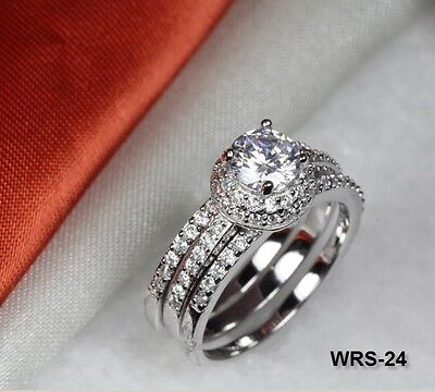 1.73 CTW BRAND NEW WOMENS HALO CUBIC ZIRCONIA WEDDING RING ENGAGEMENT RING SET
