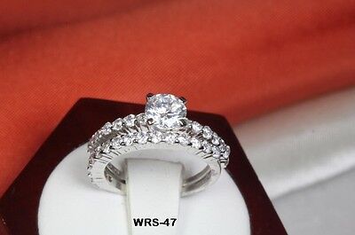 VNGT 2.02 CT STERLING SILVER 925 ROUND CZ ENGAGEMENT WEDDING RING SET WRS47-MT