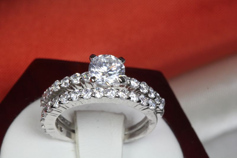 VNGT 2.02 CT STERLING SILVER 925 ROUND CZ ENGAGEMENT WEDDING RING SET WRS47-MT