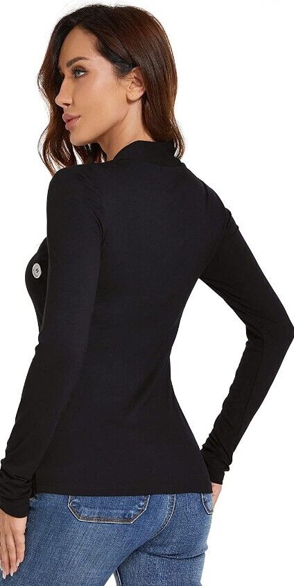 AmélieBoutik Women Bolero Style Button Embellished Long Sleeve Blouse Small