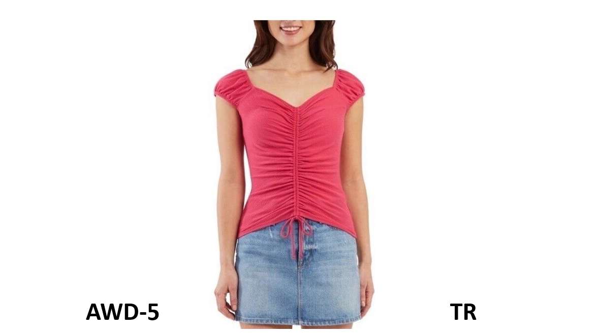 BCX Juniors' Women's Cap-Sleeve Drawstring-Front Top, Size Small, Pink