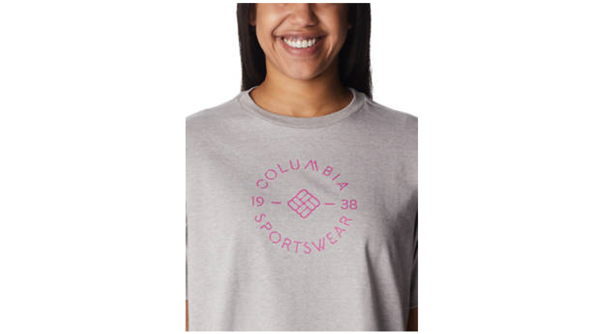 Columbia Women's North Cascades Relaxed T-Shirt, Columbia Grey Heather, Small