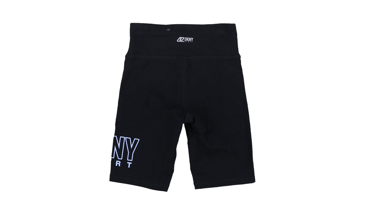 DKNY Women' Bike Shorts High-Waist Athleticwear Gym Logo Workout Bottom Black XS
