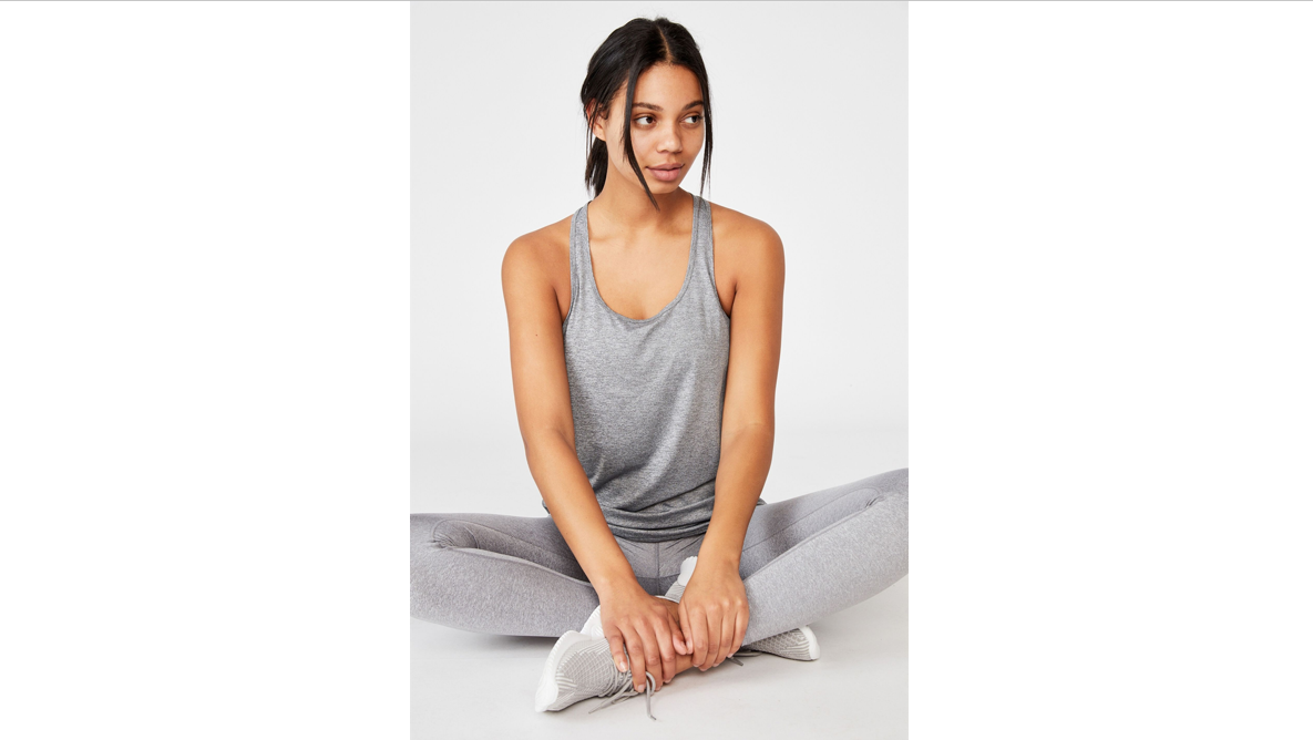COTTON ON Women's Training Tank Top, Salt Pepper, Size X-Small