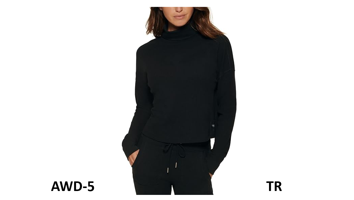 Calvin Klein Women's Performance Long Sleeve Turtleneck Top, Black, Medium