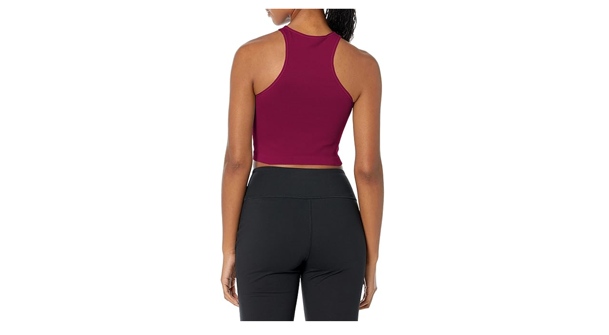 Calvin Klein Performance Women's Ribbed Crop Top, Chianti, Size X-Large